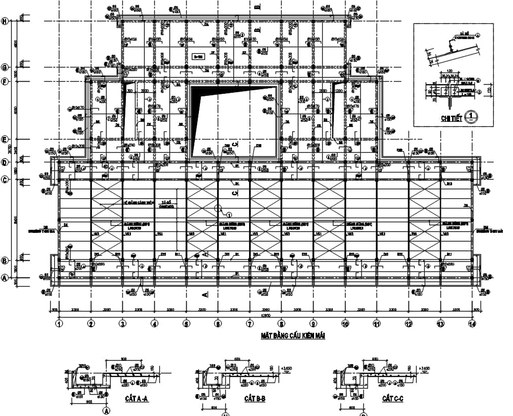 bản vẽ kết cấu nhà kho 42.9m x 26.7m